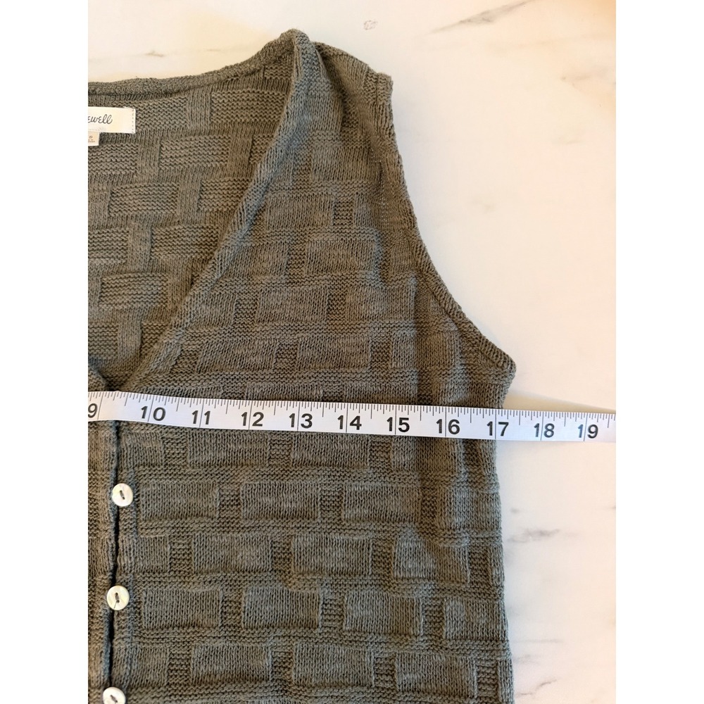 Madewell Olive Green Basketweave Knit Button Front Sweater Vest NN249 Womens XS - Picture 8 of 9